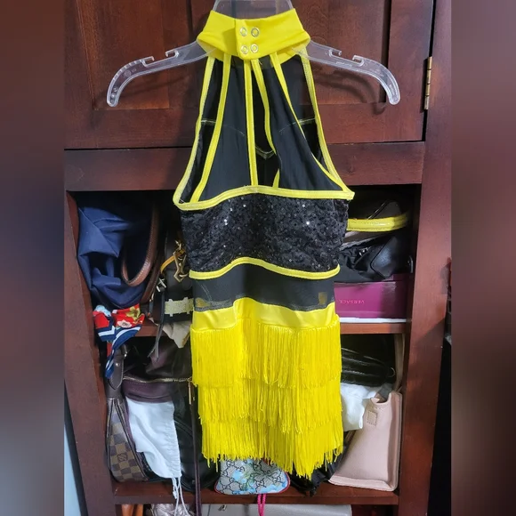 Weissman Showtime 13331 Forever Love Yellow & Black Jazz Tap Dance Costume 7 y